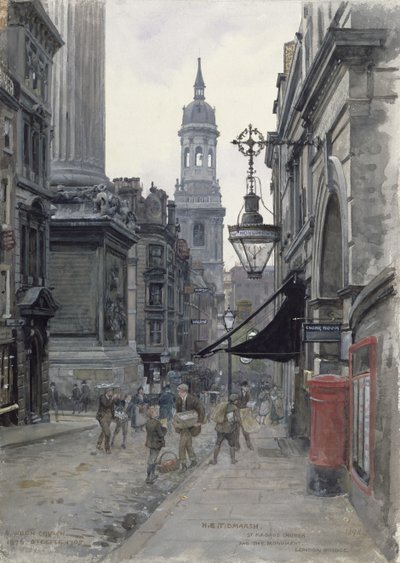 The Monument and St. Magnus Church by Henry Edward Tidmarsh